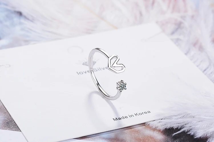 Anenjery, милое кольцо на палец в форме слуха для женщин, 925 пробы, серебряные кольца с изменяемым размером, anillos Bague S-R380