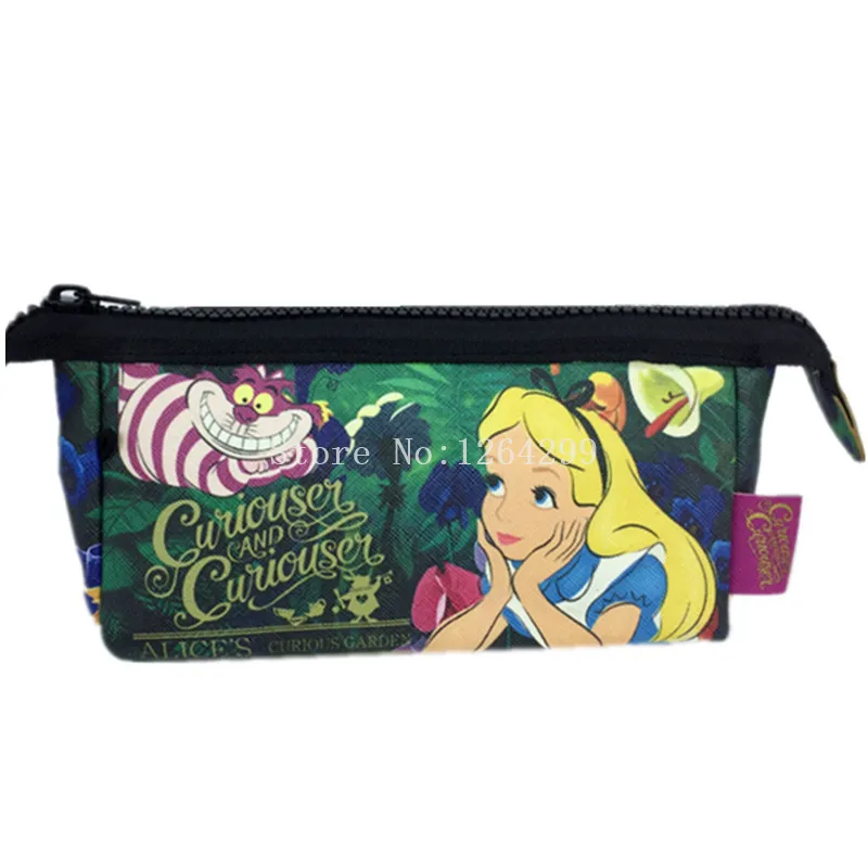 

New Fashion Alice in Wonderland Girls Woman PU Cosmetic Bags Cases For Children