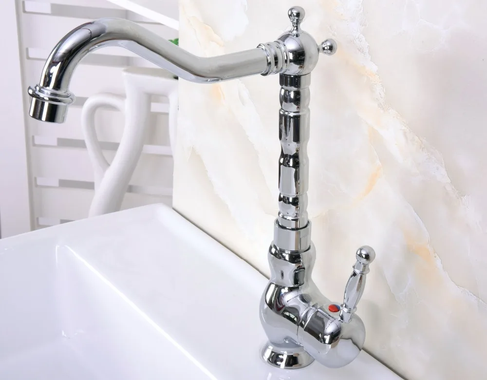 Deck Mounted Polished Chrome Brass Swivel Spout Single Lever Handle Kitchen/Bar Bathroom Sink Faucet Hot&Cold Mixer Tap anf671