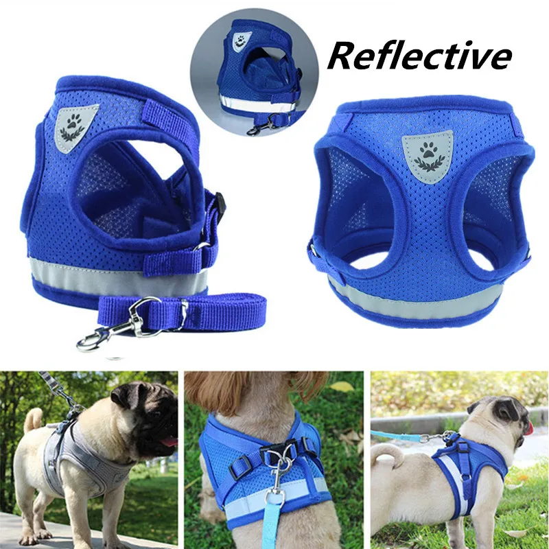 

Reflective Dog Harness Leash Set Mesh Breathable Pet Puppy Harnesses Vest Walking Lead Collar for Small Medium Dogs Accessories