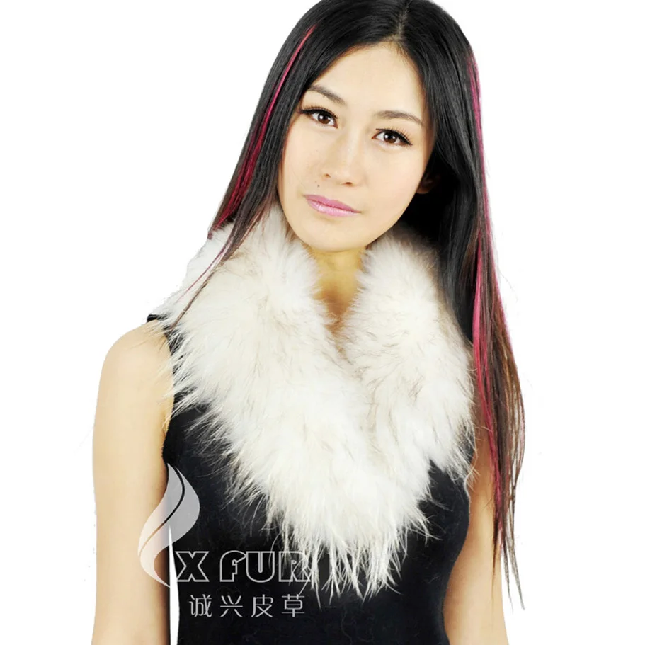 

CX-S-47C Elegant White Raccoon Fur Winter Women Warm Scarf ~Drop Shipping