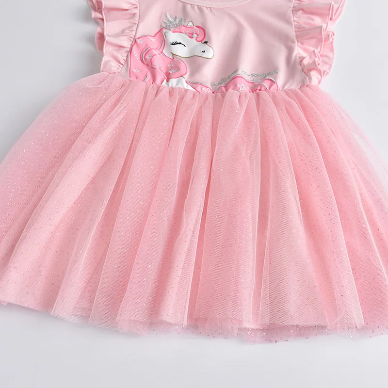 VIKITA Girls Dress Flare Sleeve Kids Cartoon Dresses Children Unicorn Vestidos 2019 Girls Dresses Summer Kids Dress For Girls
