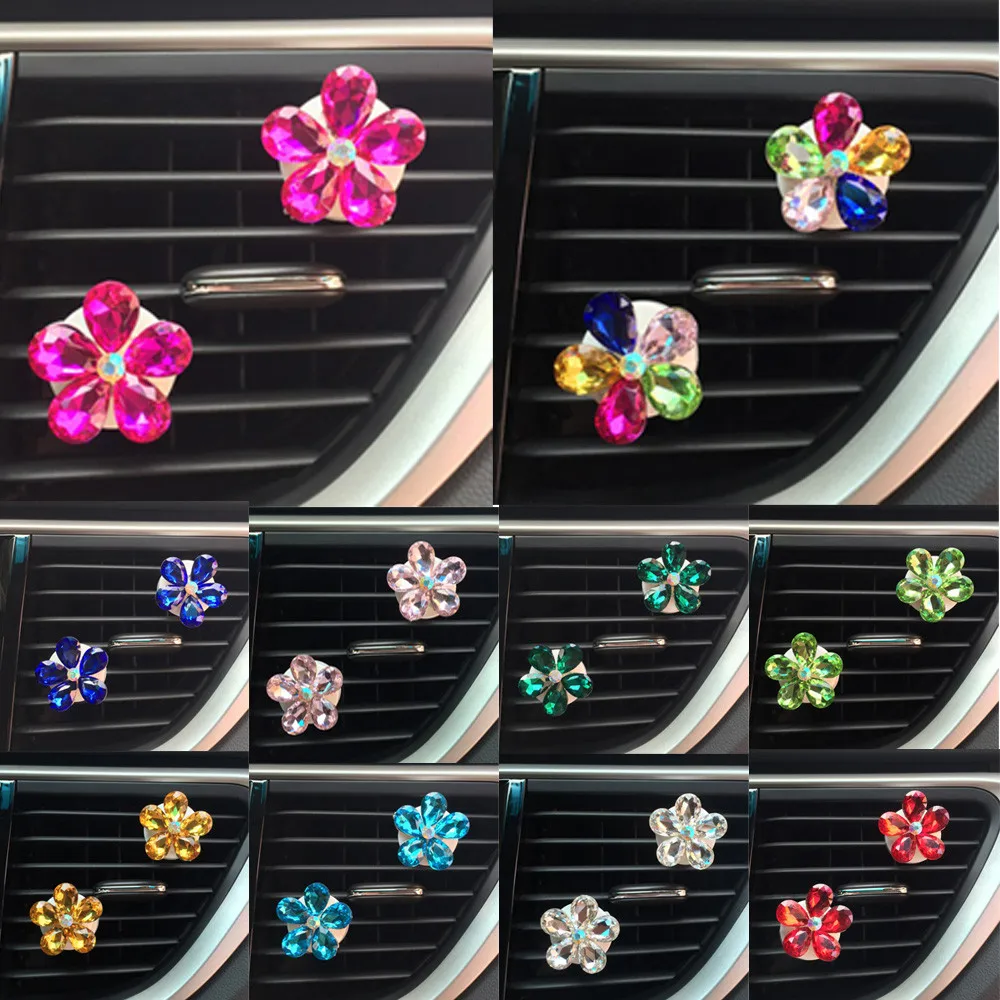

Car Crystal Flower Air Condition Outlet Fragrant Perfume Clip Freshener Diffuser Auto Solid Fragrance Air Conditioner