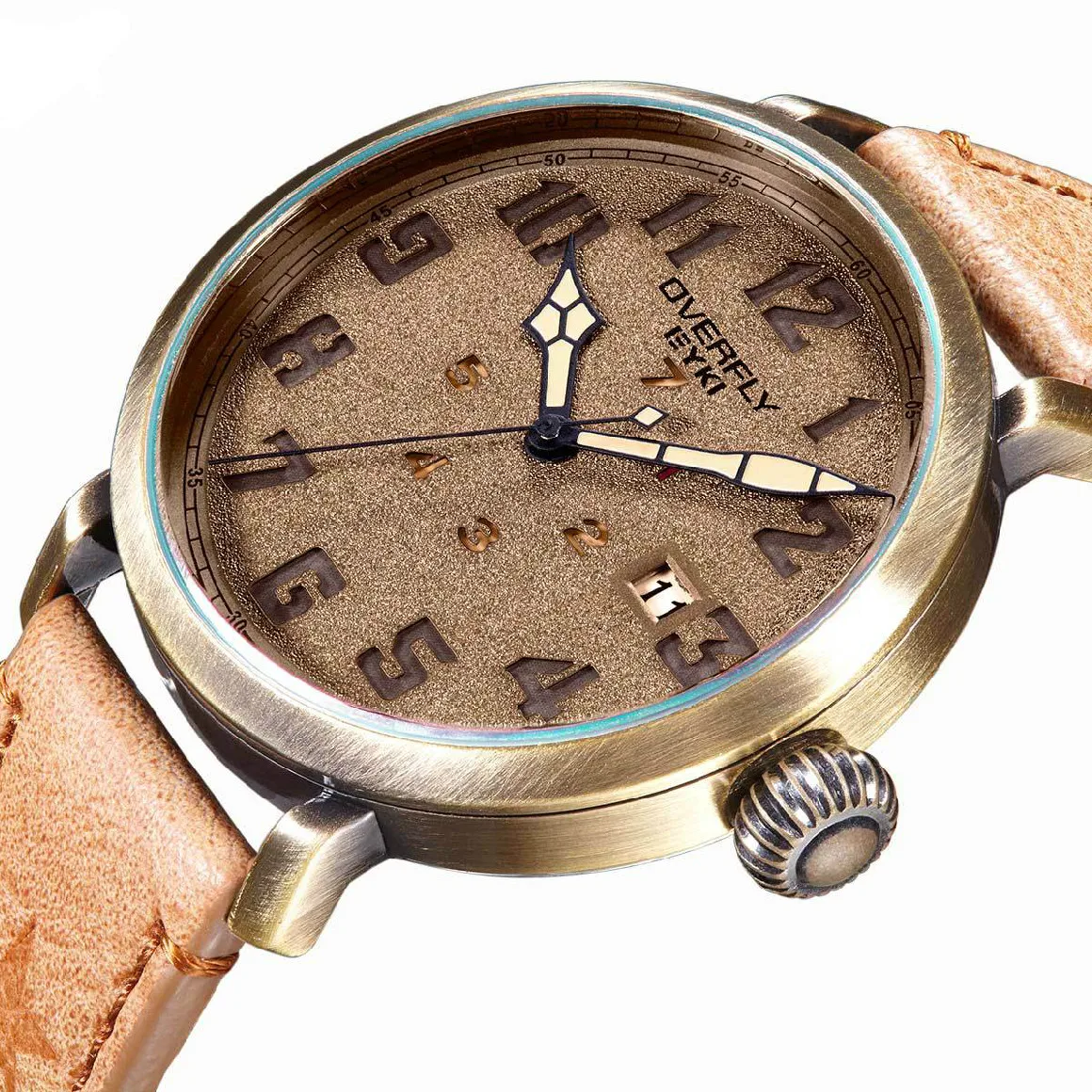 

EYKI Men Watches Leather Date Special Week Display Quartz Watch Male Military Wood Grain Scale Antique Clock Relogio Masculino