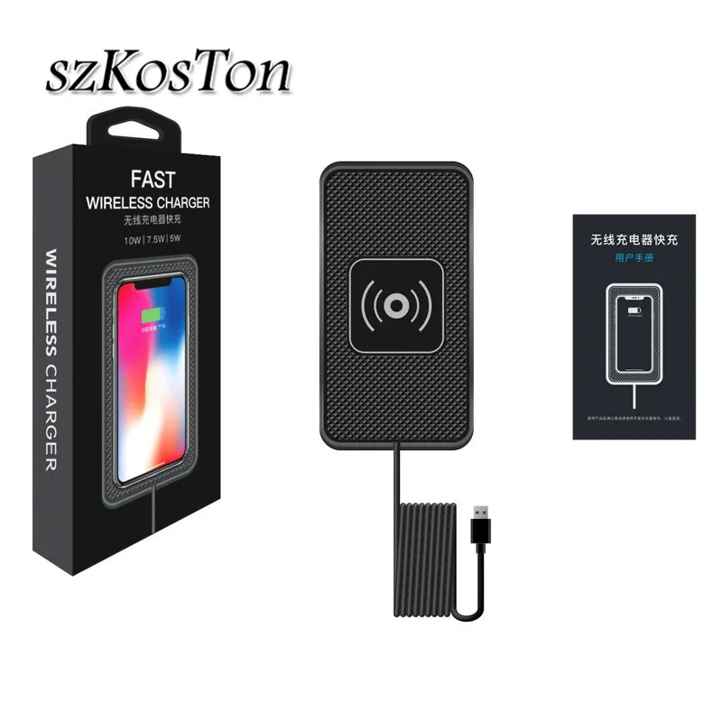 سيارة لاسلكية شاحن تشى لوحة شحن لاسلكي ل فون X XS ماكس 8 زائد 10 W سيارة الهاتف شاحن سامسونج S10 S9 S8 زائد NOTE5
