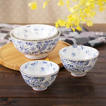 

4.5Inch Made In Japan Ceramic Bowls Floral Printed Handpainted Soup Bowl Salad Noodles Creative Cutlery Tableware Food Container