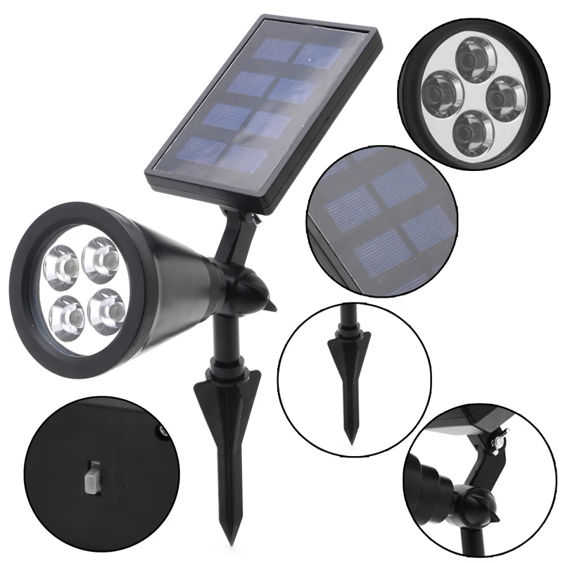 

Fashion New 4 LED Solar Power Lights Spotlight Garden Lawn Lamp Landscape Waterproof Outdoor