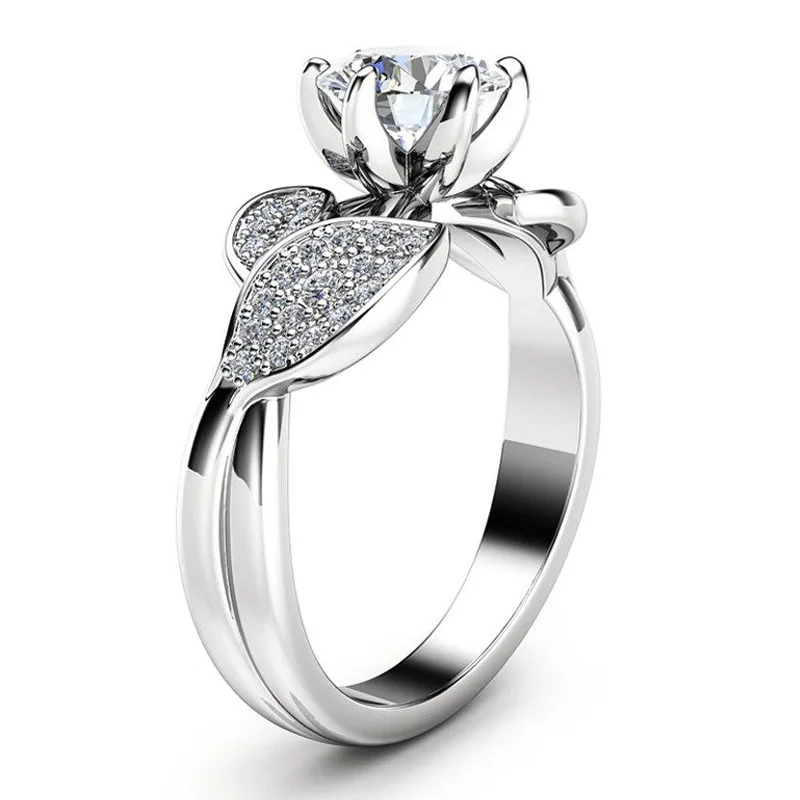 Модные элегантные оригинальные кольца из стерлингового серебра 925 для женщин ослепительное цветочное кольцо 1 карат, цирконий Юбилейная распродажа ювелирных изделий Bijoux