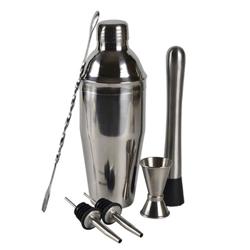 

750ML 6pcs Cocktail Shaker Bar Set Stainless Steel Cocktail Shaker Mixer Set Bar Shaker Set Bartender Gifts for Party Tool