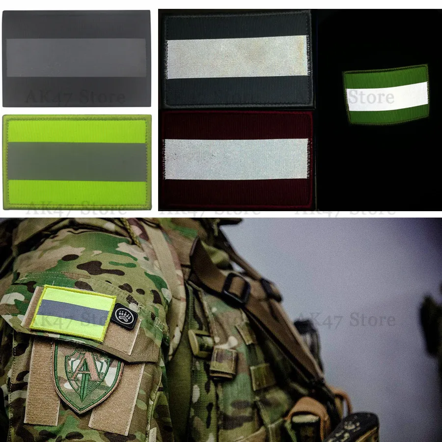 

Reflective Morale Fastener Safety Patch Hook Loop Firefighter Rescue Police EMT EMS Hi Vis Strip Patch Badge Applique