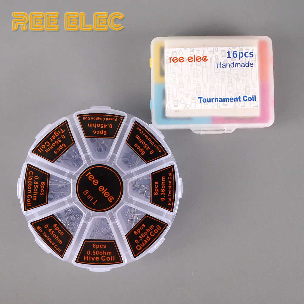 

48Pcs+16Pcs Premade Coils Kit RDA RTA Atomizer Alien Fused Clapton Mix Twisted Flat Twisted Hive Quad Heating Wire Coils
