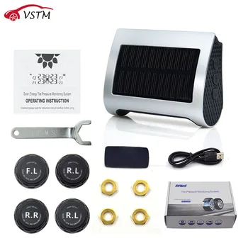 

VSTM New Arrival C68 tire pressure alarm monitor TPMS Car tire Pressure Monitoring System digital Display Solar energy Power USB