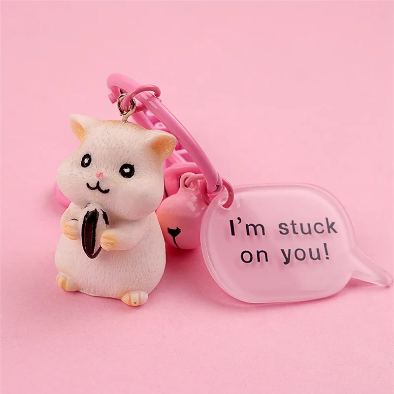 

High Quality 2019 New Hamster Keyrings Keychains Faux Rabbit Fur Pompom Fluffy Trinkets Car Handbag Pendant Key Chian Ring