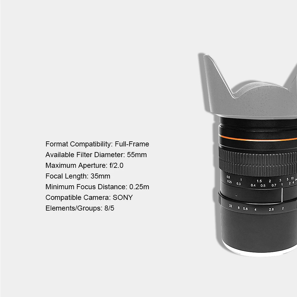 Kelda 35 мм F2.0 полная Рамка фиксированный фокус Большая диафрагма правый ручной