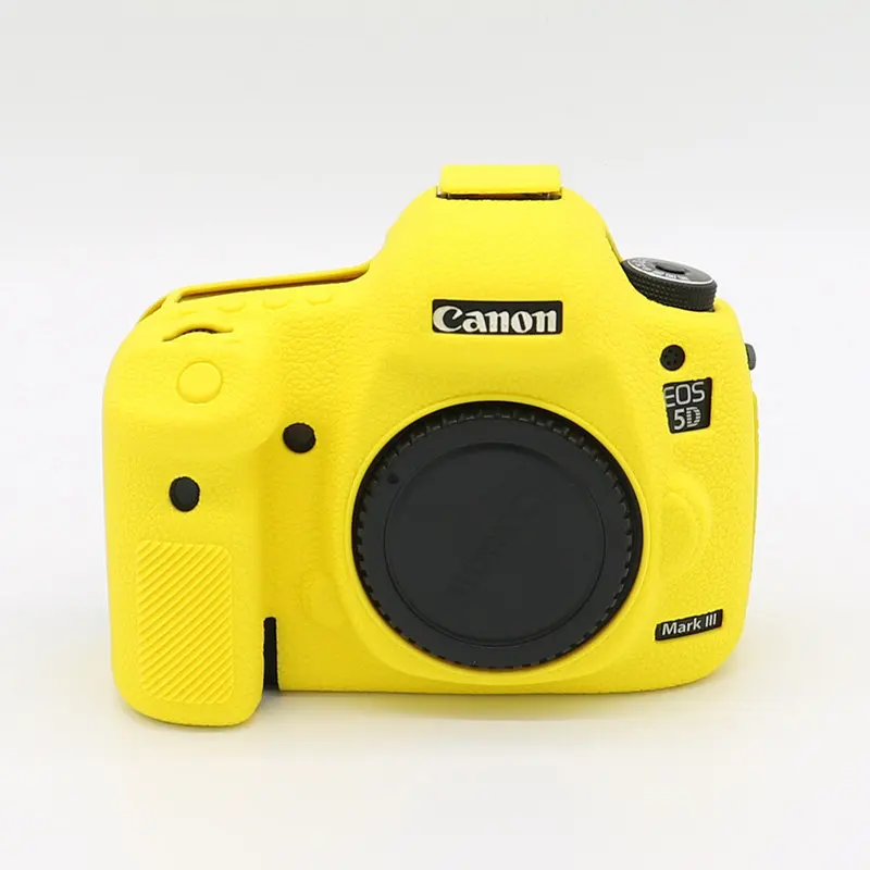 Силиконовая кожа брони чехол корпус протектор противоскользящая текстура дизайн для Canon EOS 5D Mark III 3 5D3/5Ds R/5Ds камера только - Цвет: Yellow
