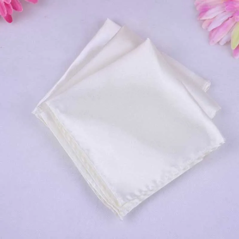 Роскошный мужской платок носовой платок из полиэстера бизнес Карманный квадратный полотенце для сундуков банкет годовщина коммерческий 22*22 см - Цвет: Cream White