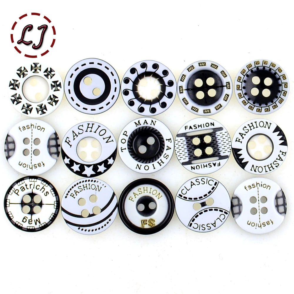 

Hot sale 30pcs/lot 12mm black&white plastic resin button cloth accessories man women fashion T-shirt sewing buttons scrapbooking