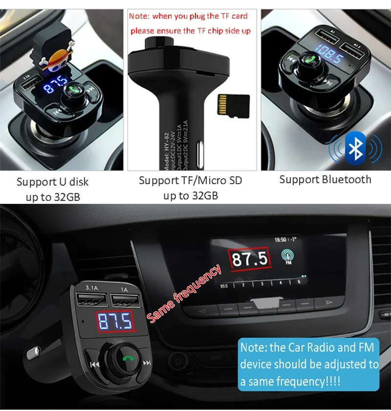 2016 Новый Fm-передатчик Bluetooth Car Kit Mp3-плеер LED Двойной USB 4.1A Быстрое Зарядное Устройство Напряжение Дисплей Micro SD TF Воспроизведения Музыки