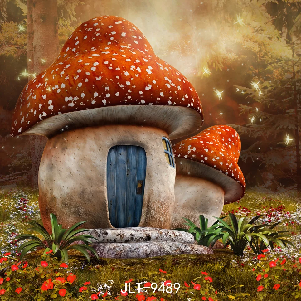 Mushroom house backdrops Children dream background Photography