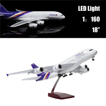 

46CM 1:160 Diecast Airplane Model Thailand Airbus A380 with LED Light(Touch or Sound Control) for Decoration or Gift