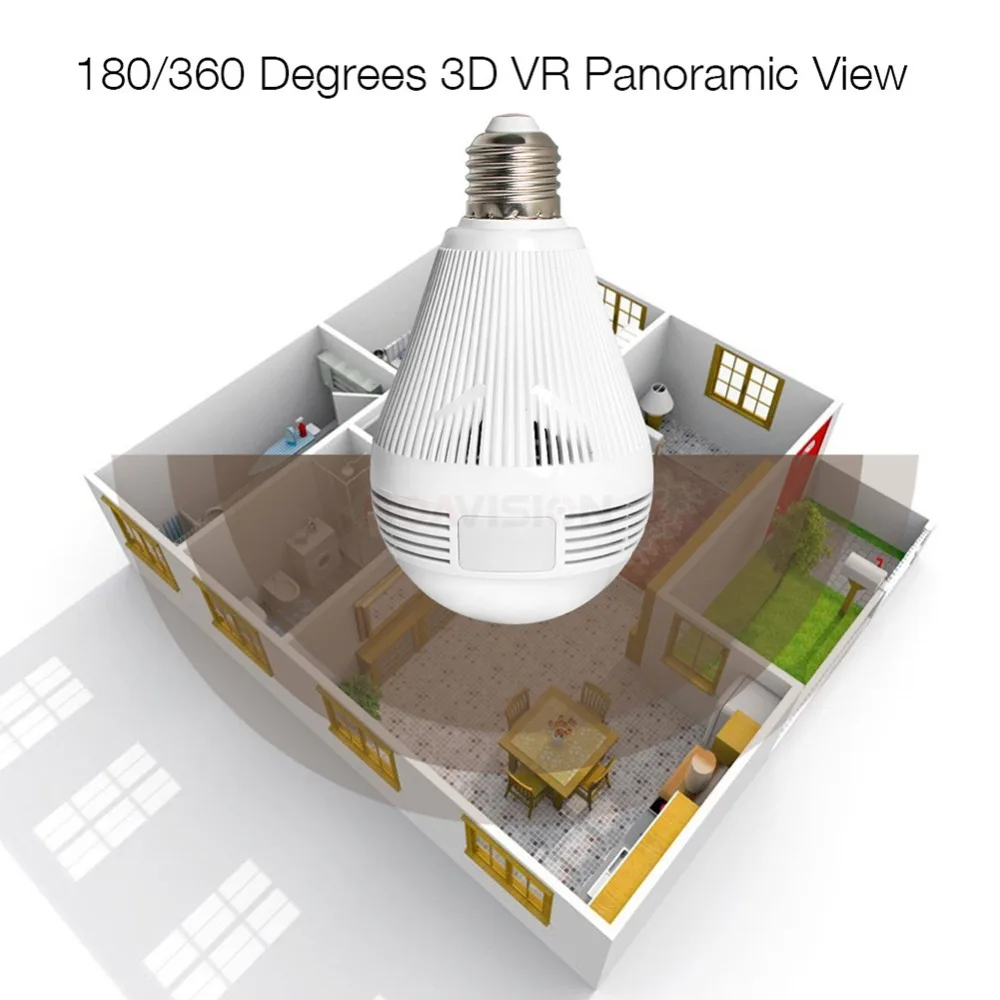 960 P 1080 3MP 5MP беспроводной панорамный IP 3D VR камера Wi Fi лампа рыбий глаз 180/360 градусов
