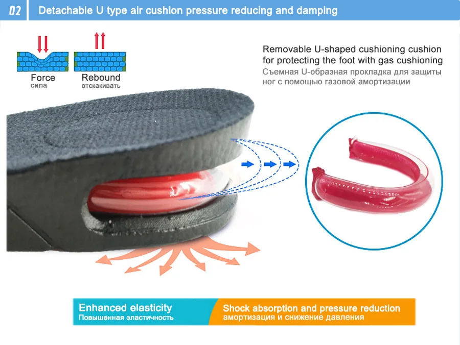 Стелька для увеличения роста подушки высотный Лифт регулируемый вырезать обуви пятки вставить выше shockarch поддержка поглощающий ног Pad