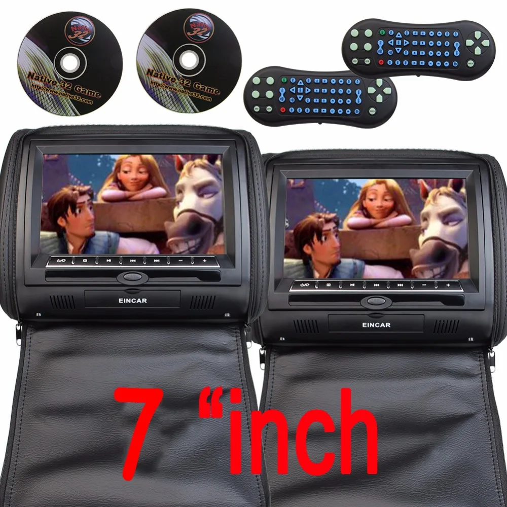 

7Inch Car DVD Player Headrest Video System car headrest pillow player LCD Digital Screen Auto Monitor with Remote Control(Black)