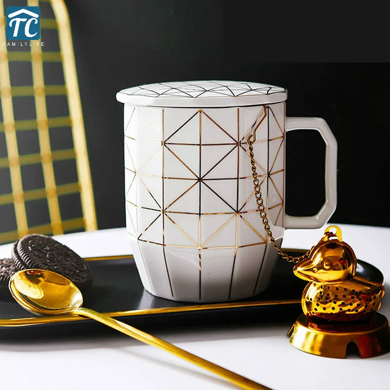 400ml Nordic Breakfast Cup Geometry Luxury Mug Decor Porcelain Coffee