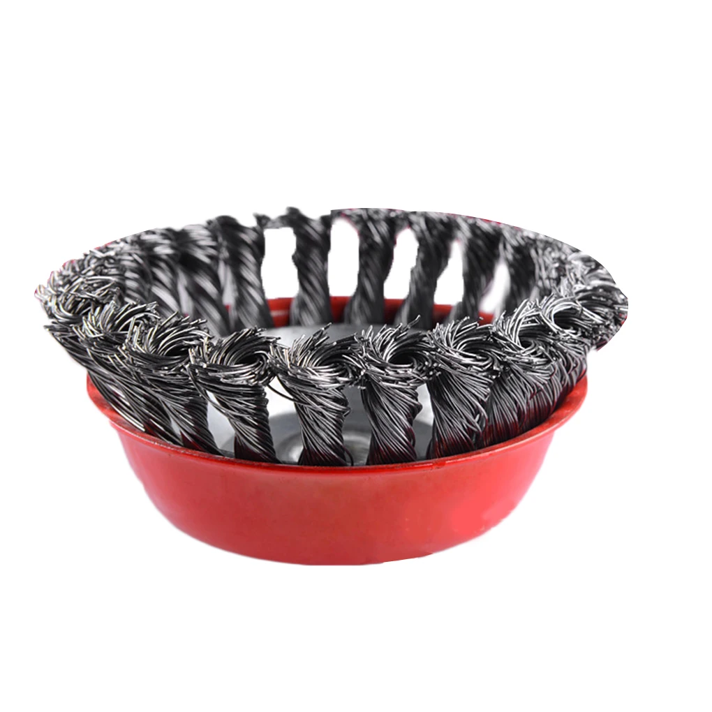 Щетка зачистная завязанная M14 4 дюймов обжимной ржавчины удалитель краски витая стальная проволочная щетка для углового шлифовального станка