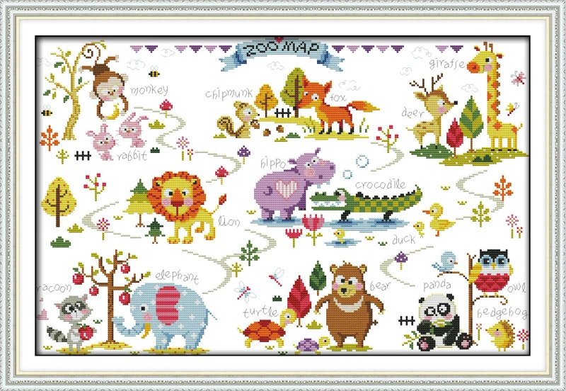Animal Paradise, counted printed on fabric DMC 14CT 11CT Cross Stitch kits,embroidery needlework