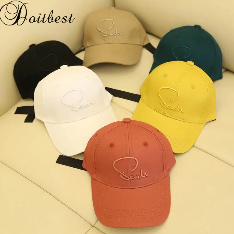 

Doitbest 2 to 8 Years Spring Children Baseball Cap Boys Girls Ribbon letters summer Snapback adjustable Kids HipHop Hat Sun cap