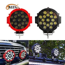 OKEEN 2 sztuk samochodów 12V 51W 7 cal LED do baru światło robocze Offroad 4x4 lampy przeciwmgielne Spotlight dla łodzi Atv światła lampa robocza 24V listwa świetlna LED