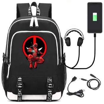 

Anime Deadpool Cartoon backpack USB Bagpack For Women Men Laptop Shoulders Bag School Bags Bookbags Casual Travel Bags