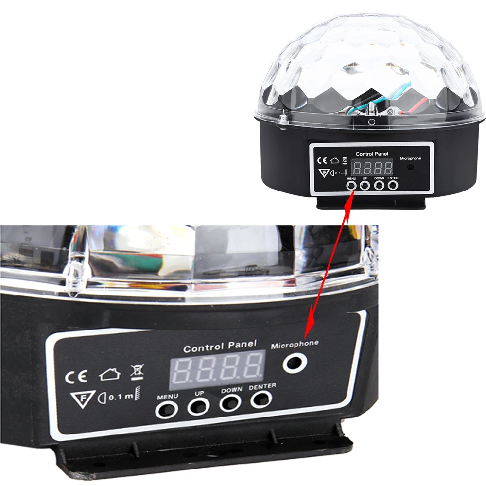 DMX512 RGB قسط الصوت التحكم المرحلة ضوء LED 27 W 9 المصابيح RGB ماجيك كريستال مصباح كروي ليد لحمامات السباحة ديسكو ضوء الليزر الزفاف المنزل حزب عالج با...