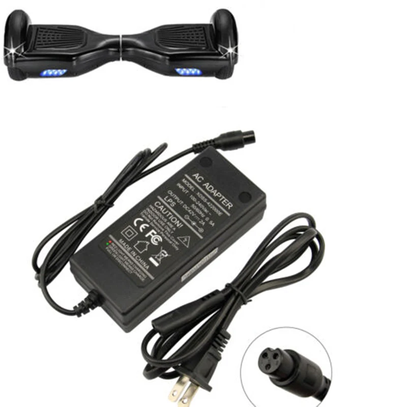 Power Adapter Charger For 2 Wheel 36V Self Balancing Scooter Hoverboard US Plug 42V 2.0A Output