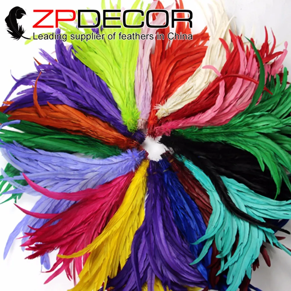 

ZPDECOR 100pieces/lot 35-40cm(14-16inch) Wholesale Sufficient Stock of Colors Rooster Tail Feathers for Carnival Decoration