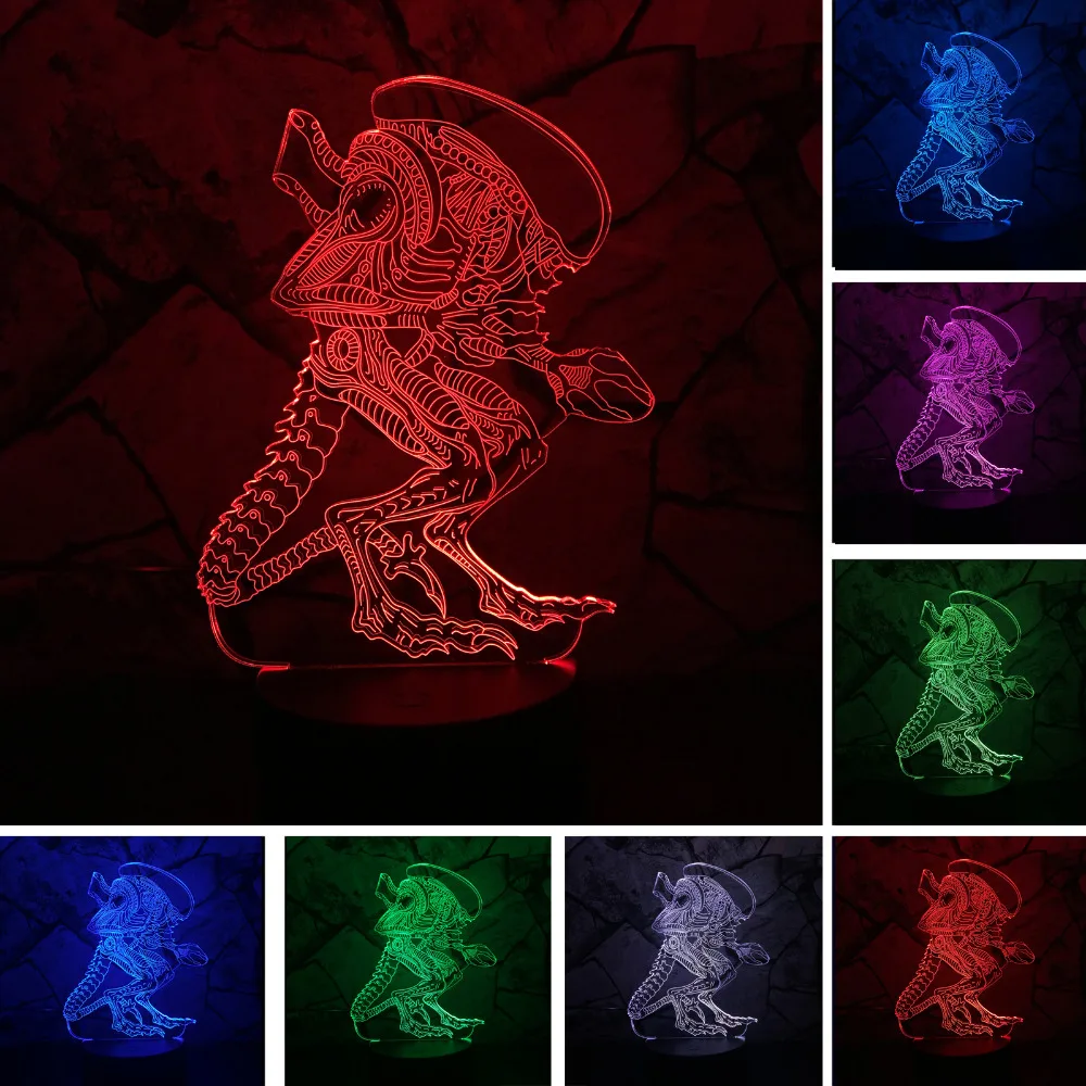 

Amroe Luminaria 3D Bulb Strange People 7 Color Gradient Mood Night Light Visual Bedside Decor Child Boys Man Birthday Xmas Gift
