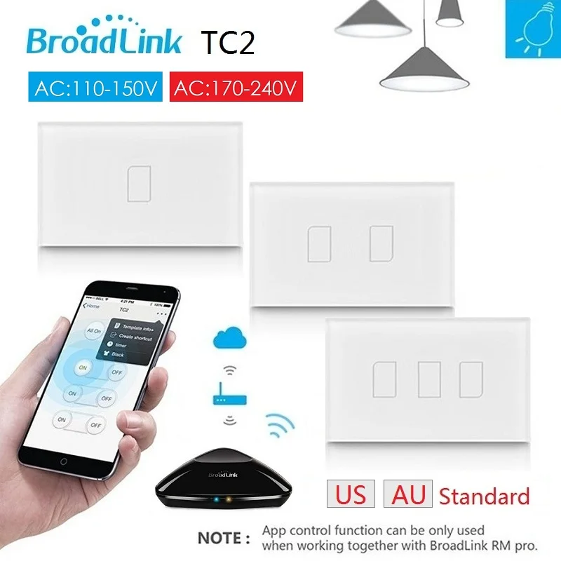 

2018 Broadlink TC2 AU US Standard RF remote Switch work with RM Pro,AC110V 220V,smart home Automation,Support IOS Android Phone
