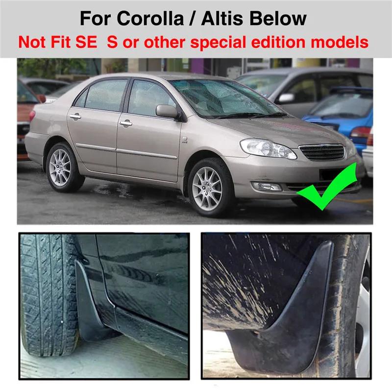 Car Fender Mudguard Splash Guards Mud Flaps For Toyota Corolla 2002-2008  Altis 4-door Saloon 2002-2006  (7)