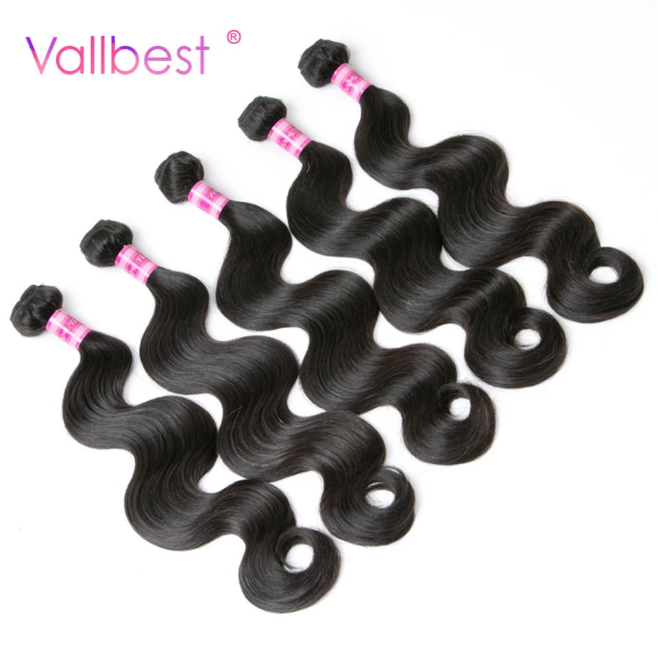 Brazilian Hair Body Wave Bundles 100% Human Hair Weave Extensions Hair 100g/Piece Natural Black Color Vallbest Non Remy 8-28 inc brazilian-body-wave-hair-bundles