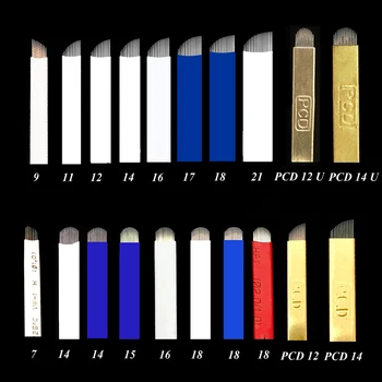 

50pcs 0.25 9/11/16/17/18/21 Needles Microblading Needles Permanent Makeup Blades Manual Eyebrow Tattoo Curved Blade