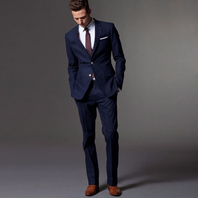 Custom Made Bleu Foncé Hommes Costume Sur Mesure Costume Fait Sur Mesure Lumière marine Bleu De