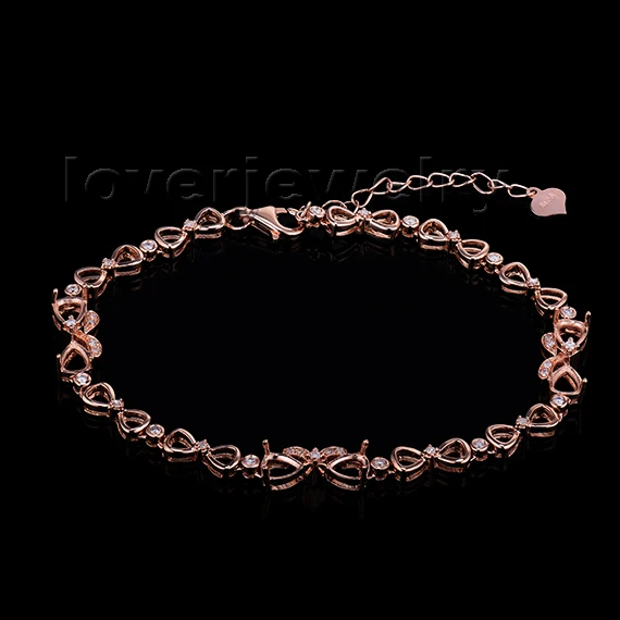 

Fashion Women 0.24ctw 18Kt Rose Gold Diamond Semi mount Pear Cut 4x5mm Bracelet NA0034