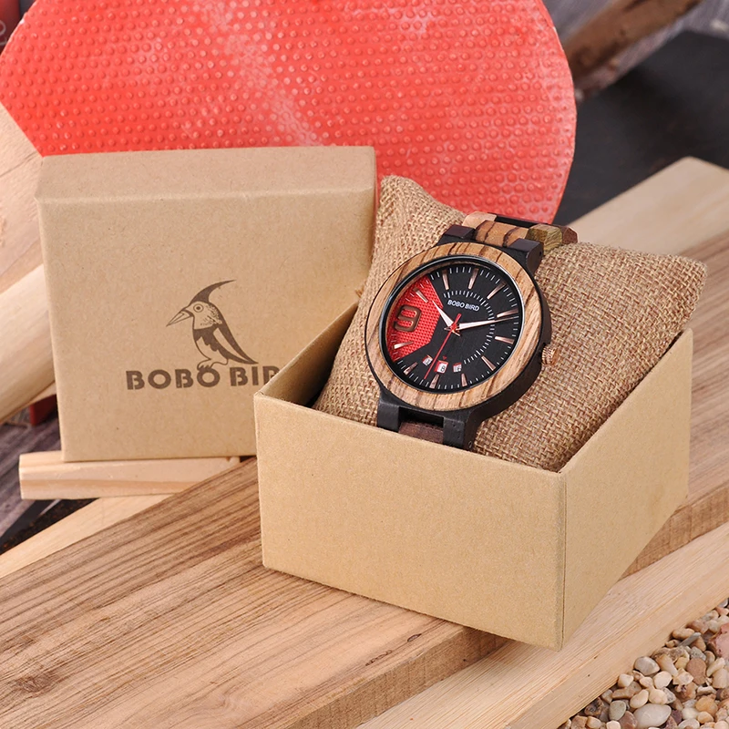 BOBO BIRD New Timepieces Mens Wooden Watch Auto Date Luxury Quartz Wristwatches relogio masculino C-Q13-1 Drop Shipping