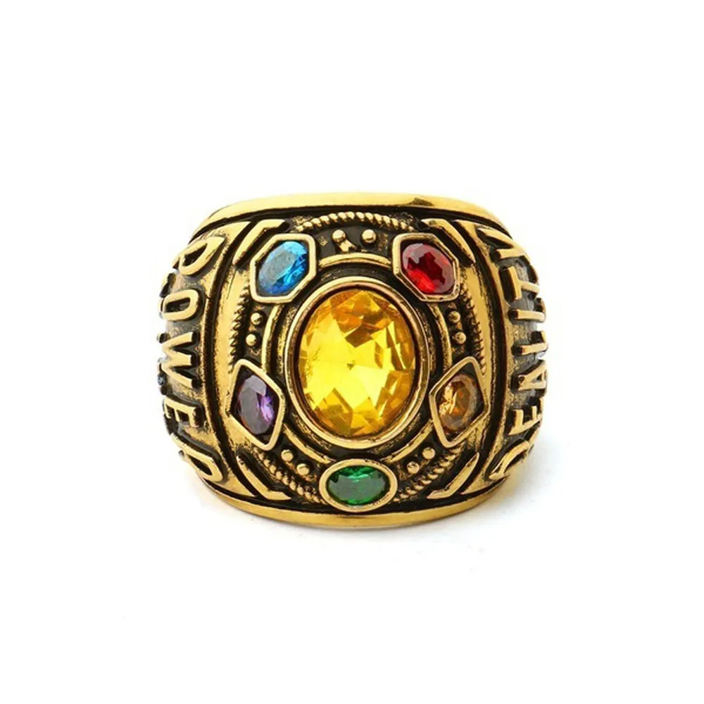 

Power Ring Infinity Wars Thanos Jewelery Bracelet Letter Men's Ring Fashion Jewelry Couples Rings Bijouterie Accessories*30