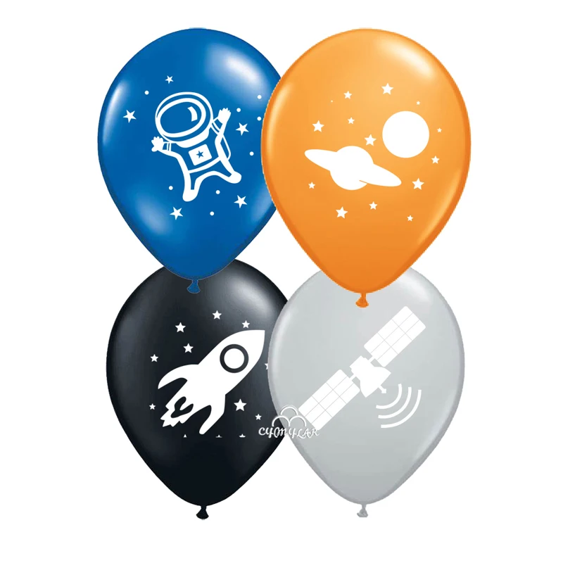 

12pcs Rocket astronaut foil Latex balloons Baby happy birthday party decorations kids outer space balls
