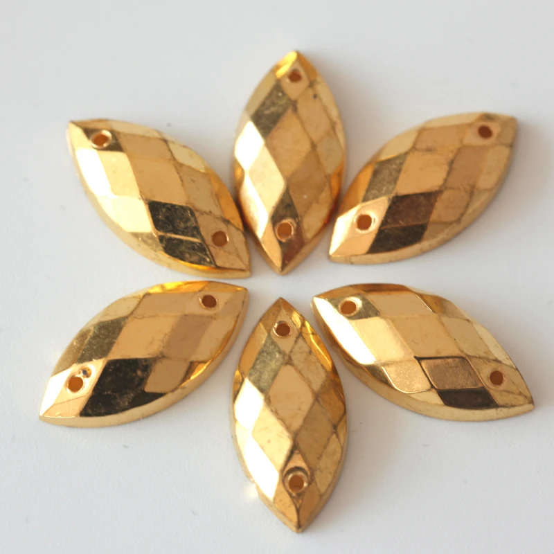 

All Sizes Gold Sew On Rhinestone Horse Eye Acrylic Flatback Button Gems Strass Crystal Stones For Dress Crafts Decorations Y3764