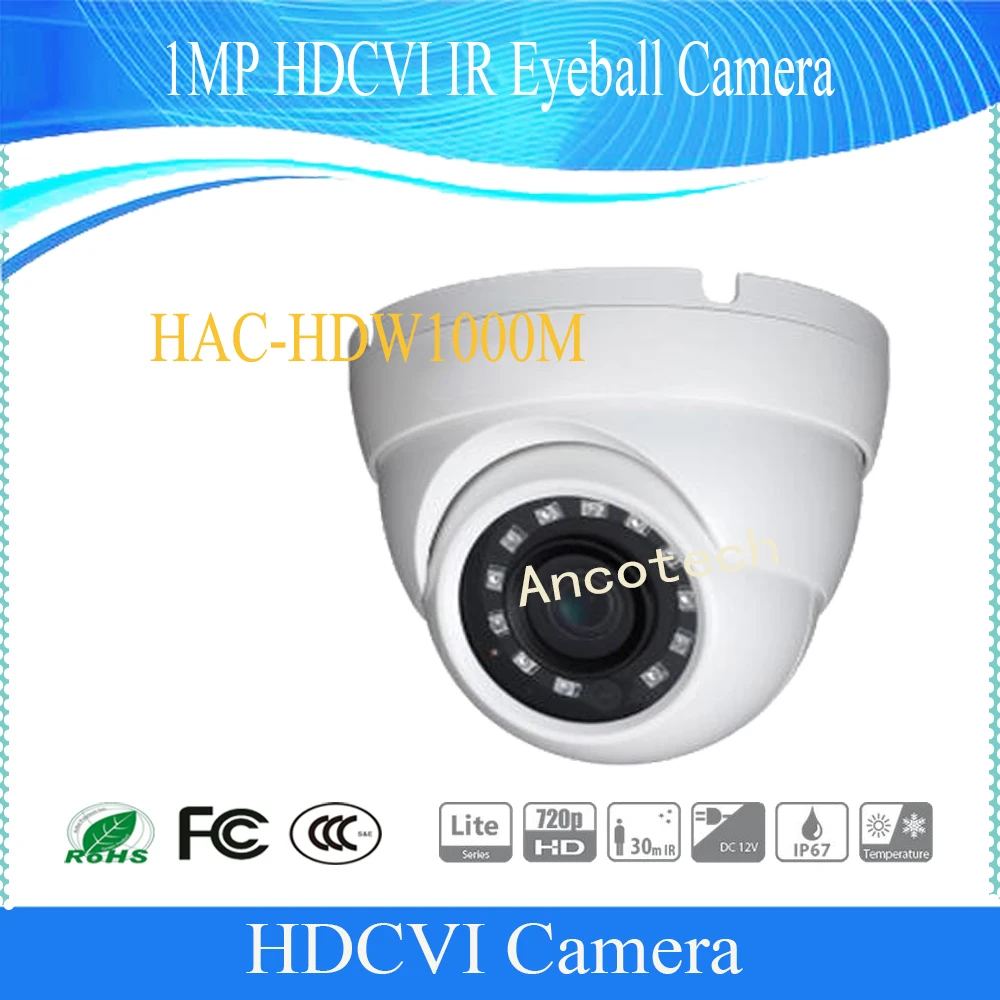 

Free Shipping DAHUA CCTV Security Camera 1MP HDCVI IR Eyeball Camera IP67 DH-HAC-HDW1000M