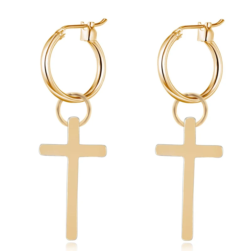1 paar Mode Gold Farbe Kreuzform Pandent Ohrring Für Frauen Kreis Ohrringe Hoops Boho Earing Aretes Schmuck Geschenk E74