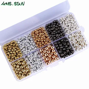 

MHS.SUN Mixed Color CCB Beads Kit Box Round Loose Space Beads for DIY Jewelry Findings Making CCB Beads Accessories